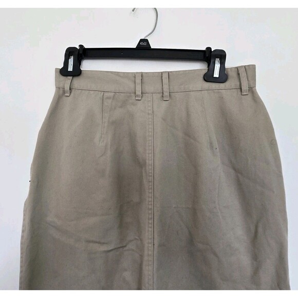 VTG Christopher & Banks Skirt Womens 4 Y2K Tan Khaki Canvas Modest Full Button - Picture 4 of 9
